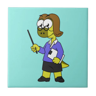 Illustration Of A Pachycephalosaurus Teacher. Ceramic Tile