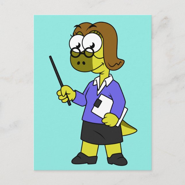 Illustration Of A Pachycephalosaurus Teacher. Postcard (Front)