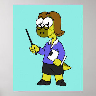 Illustration Of A Pachycephalosaurus Teacher. Poster