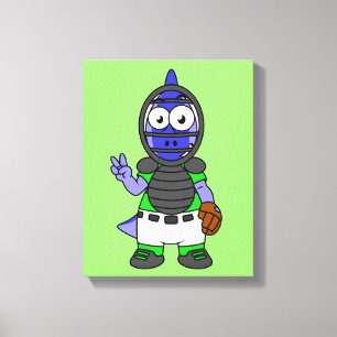 Illustration Of A Parasaurolophus Baseball Catcher Canvas Print