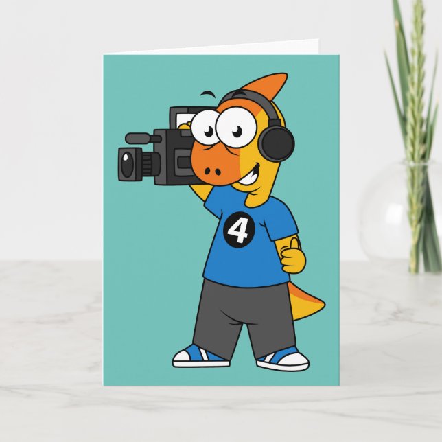 Illustration Of A Parasaurolophus Camera Operator. Card (Front)
