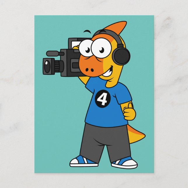 Illustration Of A Parasaurolophus Camera Operator. Postcard (Front)