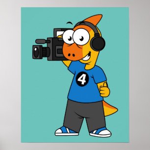 Illustration Of A Parasaurolophus Camera Operator. Poster