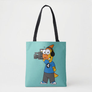 Illustration Of A Parasaurolophus Camera Operator. Tote Bag