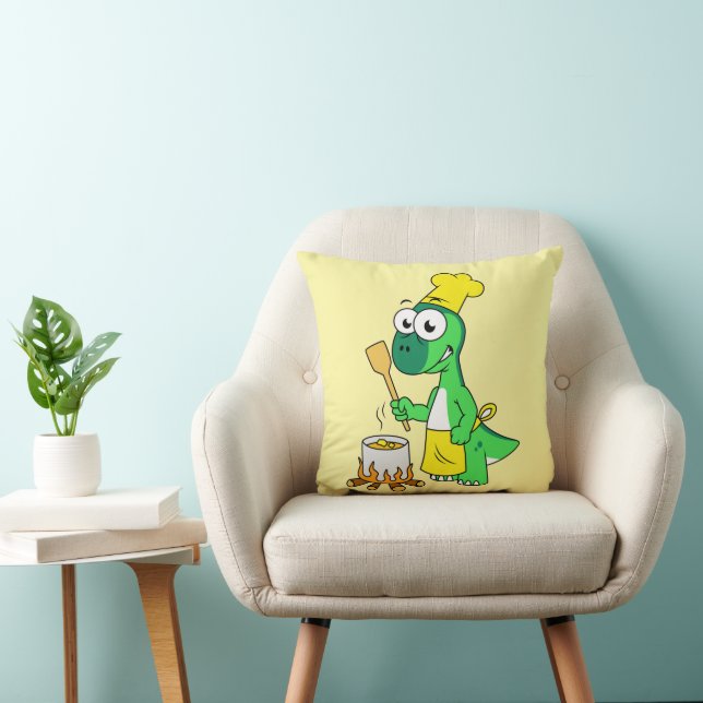 Illustration Of A Parasaurolophus Dinosaur Cooking Cushion (Chair)