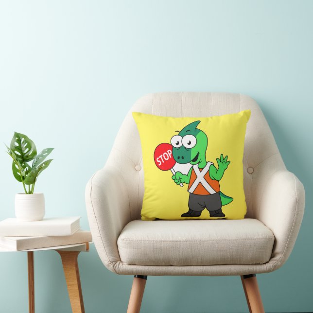 Illustration Of A Parasaurolophus Traffic Enforcer Cushion (Chair)