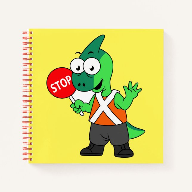Illustration Of A Parasaurolophus Traffic Enforcer Notebook (Front)