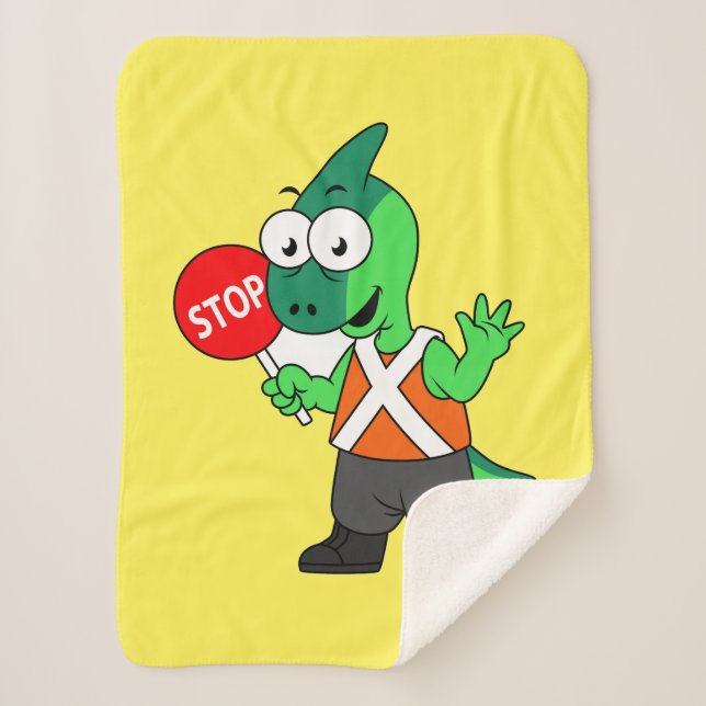Illustration Of A Parasaurolophus Traffic Enforcer Sherpa Blanket (Front)