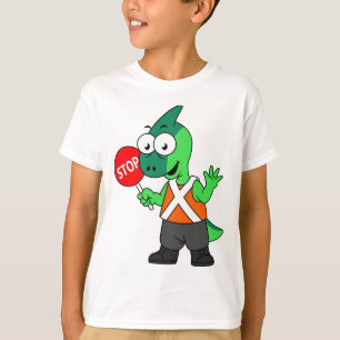 Illustration Of A Parasaurolophus Traffic Enforcer T-Shirt