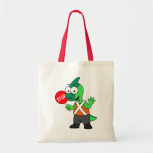 Illustration Of A Parasaurolophus Traffic Enforcer Tote Bag