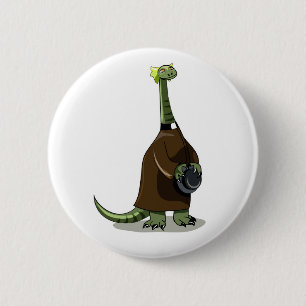 Illustration Of A Plateosaurus Dressed As A Priest 6 Cm Round Badge