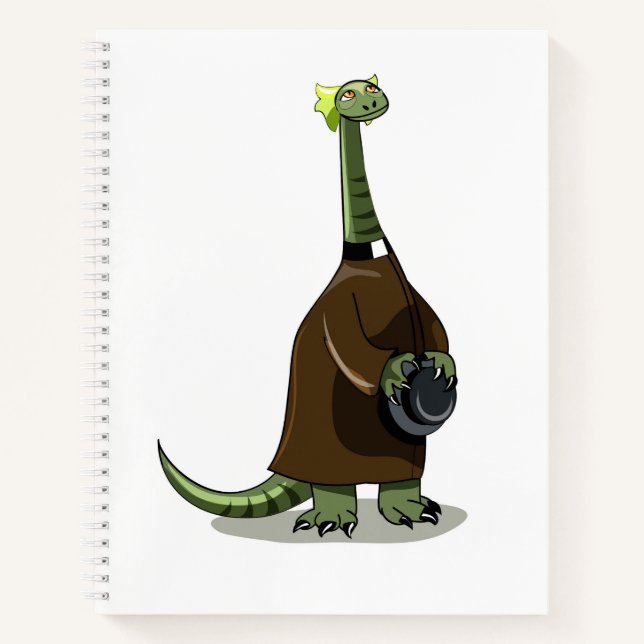 Illustration Of A Plateosaurus Dressed As A Priest Notebook (Front)