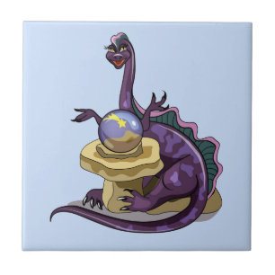 Illustration Of A Plateosaurus Fortune Teller. Ceramic Tile