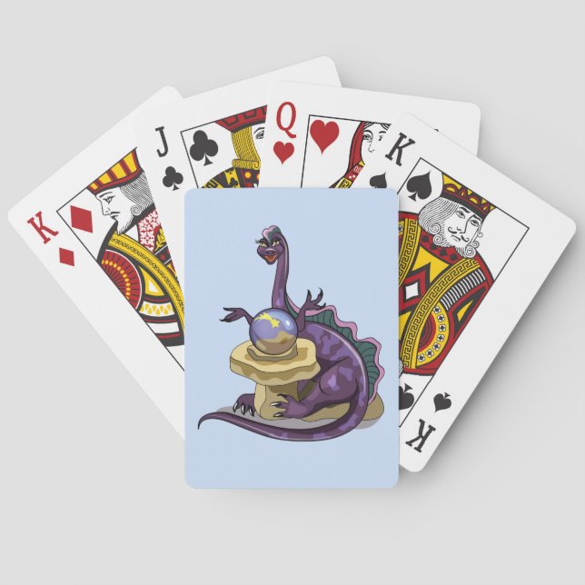 Illustration Of A Plateosaurus Fortune Teller. Playing Cards (Back)