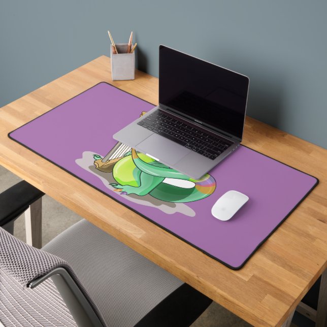 Illustration Of A Plateosaurus Playing The Harp. Desk Mat (Office 2)