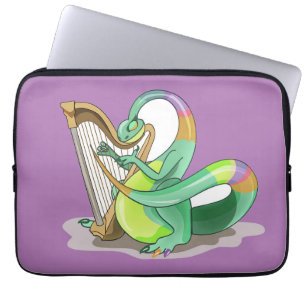 Illustration Of A Plateosaurus Playing The Harp. Laptop Sleeve