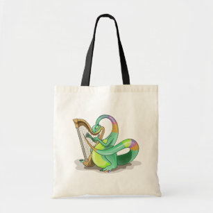 Illustration Of A Plateosaurus Playing The Harp. Tote Bag