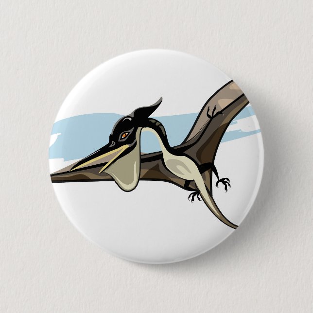 Illustration Of A Pteranodon Dinosaur. 6 Cm Round Badge (Front)