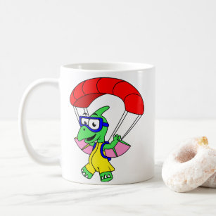 Illustration Of A Pterodactyl Parachuting. Coffee Mug