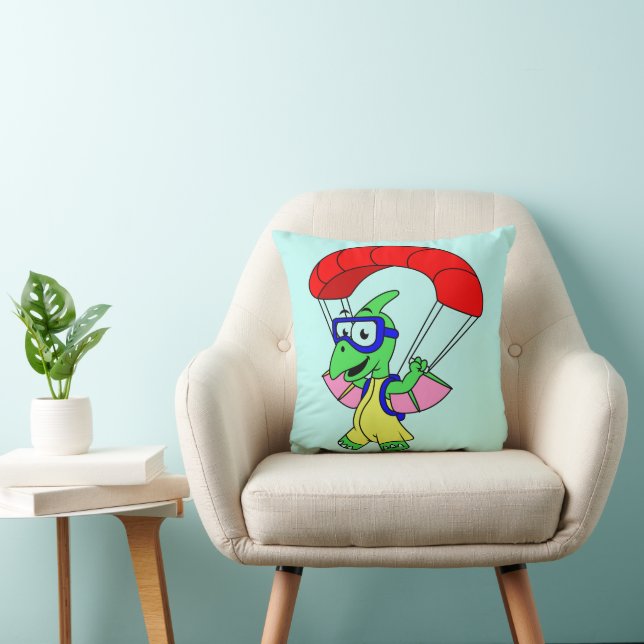 Illustration Of A Pterodactyl Parachuting. Cushion (Chair)