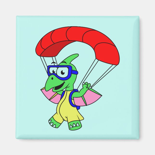 Illustration Of A Pterodactyl Parachuting. Magnet (Front)