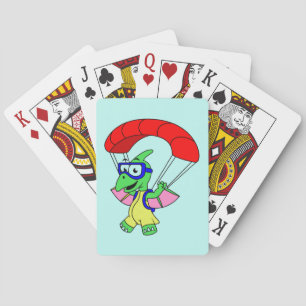 Illustration Of A Pterodactyl Parachuting. Playing Cards