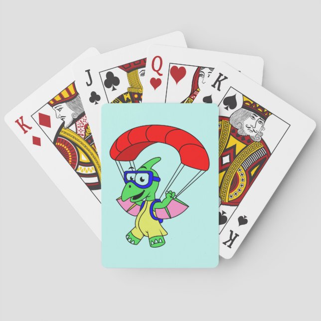 Illustration Of A Pterodactyl Parachuting. Playing Cards (Back)