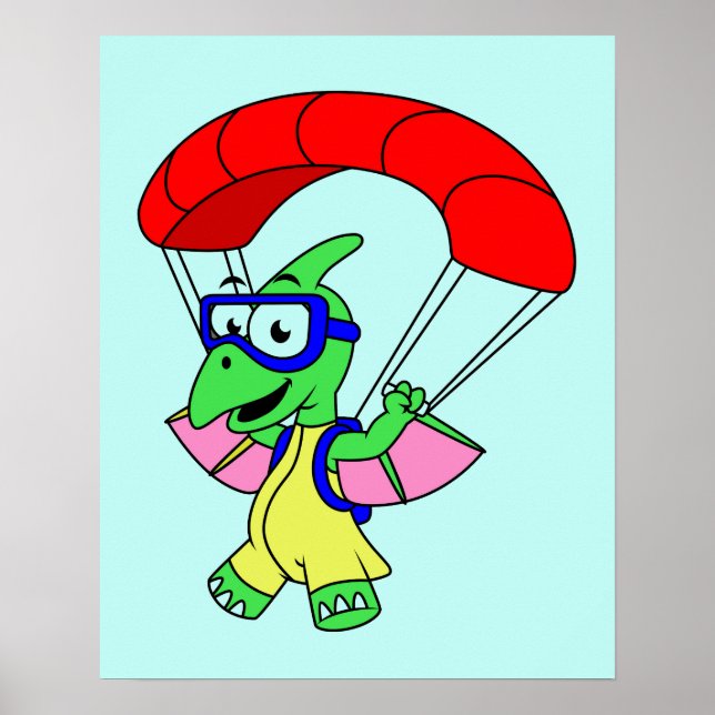 Illustration Of A Pterodactyl Parachuting. Poster (Front)