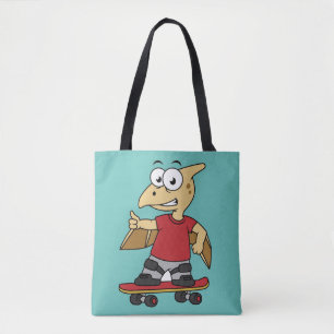 Illustration Of A Pterosaur Skateboarding. Tote Bag