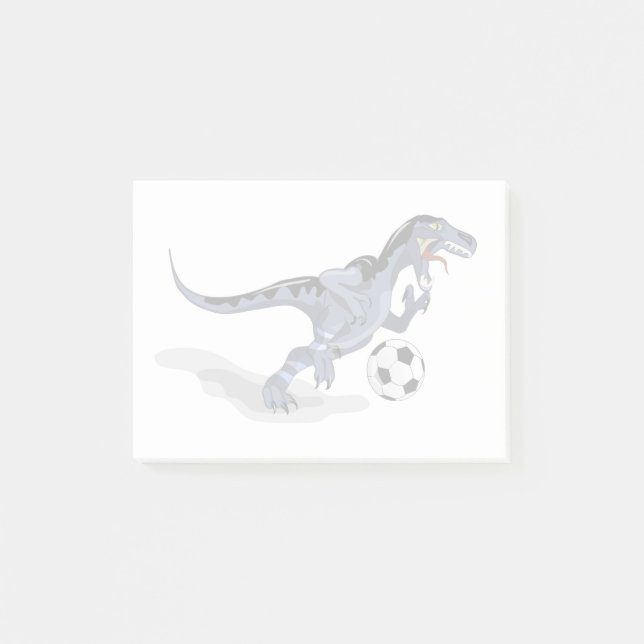 Illustration Of A Raptor Dinosaur Playing Soccer. Post-it Notes (Front)