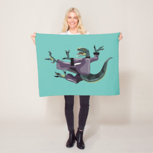 Illustration Of A Raptor Performing Karate. Fleece Blanket