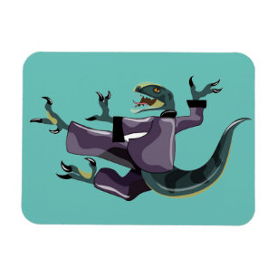 Illustration Of A Raptor Performing Karate. Magnet