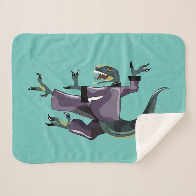 Illustration Of A Raptor Performing Karate. Sherpa Blanket (Front (Horizontal))