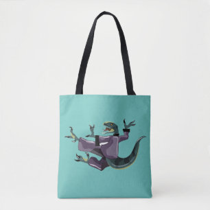 Illustration Of A Raptor Performing Karate. Tote Bag