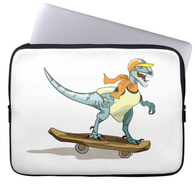Illustration Of A Raptor Skateboarding. Laptop Sleeve (Front)