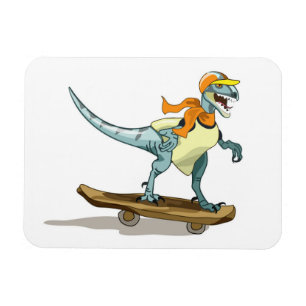 Illustration Of A Raptor Skateboarding. Magnet
