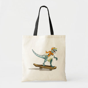 Illustration Of A Raptor Skateboarding. Tote Bag