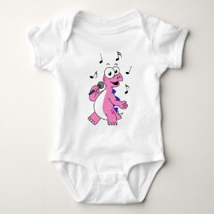Illustration Of A Singing Stegosaurus. Baby Bodysuit