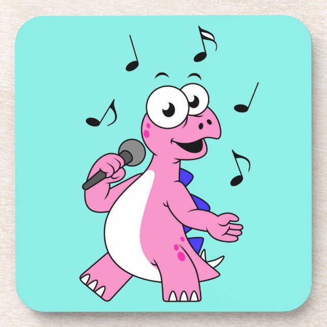 Illustration Of A Singing Stegosaurus. Coaster (Front)
