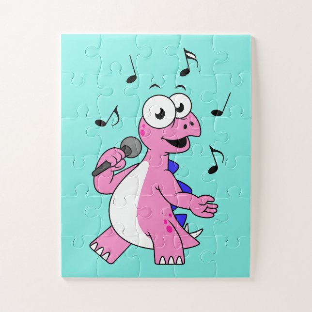 Illustration Of A Singing Stegosaurus. Jigsaw Puzzle (Vertical)