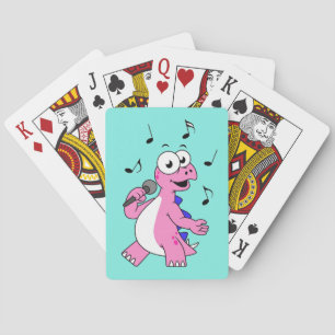Illustration Of A Singing Stegosaurus. Playing Cards