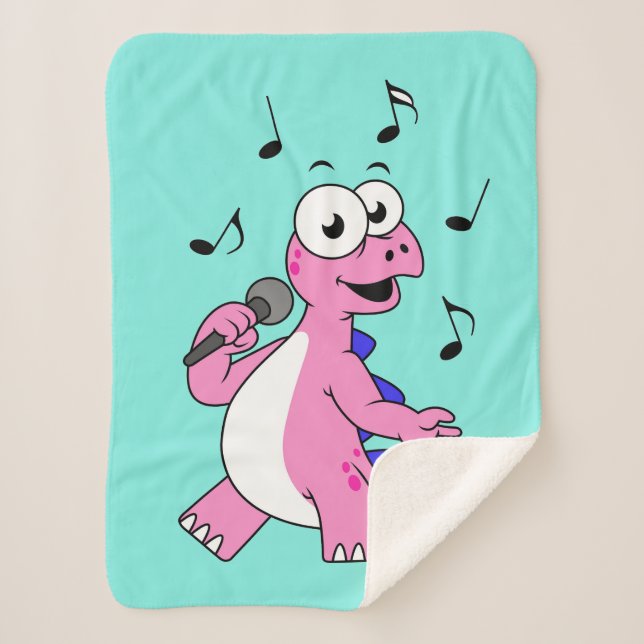 Illustration Of A Singing Stegosaurus. Sherpa Blanket (Front)