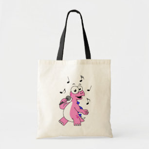 Illustration Of A Singing Stegosaurus. Tote Bag