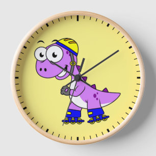 Illustration Of A Skating Tyrannosaurus Rex. Clock