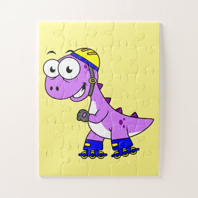 Illustration Of A Skating Tyrannosaurus Rex. Jigsaw Puzzle (Vertical)