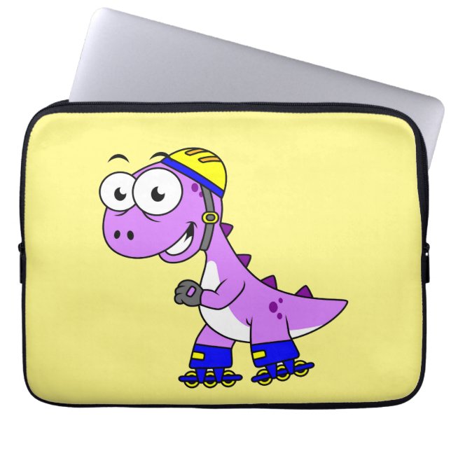 Illustration Of A Skating Tyrannosaurus Rex. Laptop Sleeve (Front)