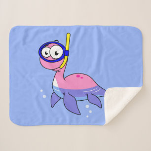 Illustration Of A Snorkeling Loch Ness Monster. Sherpa Blanket