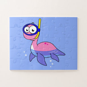Illustration Of A Snorkelling Loch Ness Monster. Jigsaw Puzzle