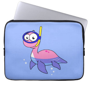 Illustration Of A Snorkelling Loch Ness Monster. Laptop Sleeve