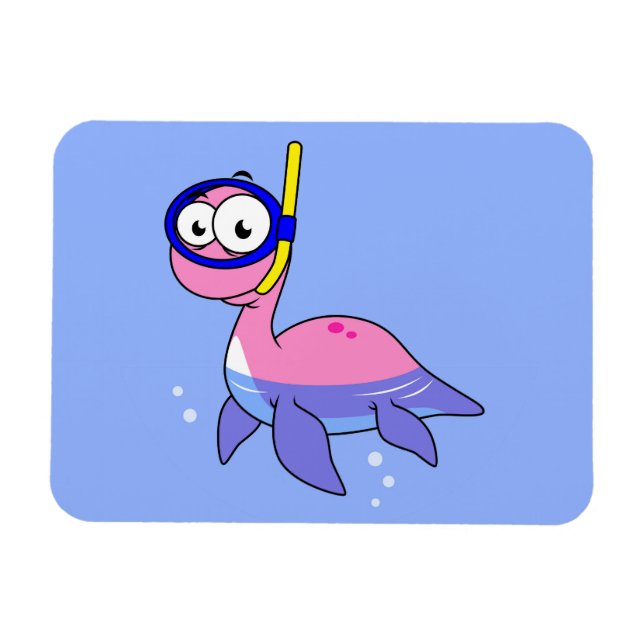 Illustration Of A Snorkelling Loch Ness Monster. Magnet (Horizontal)